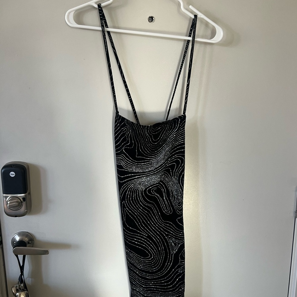 Elegant Black and Silver Strappy Dress